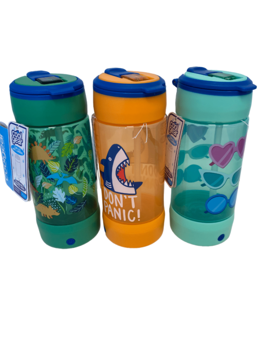 Botellas de agua para niños con pajita y luces led COOL GEAR 470 ml